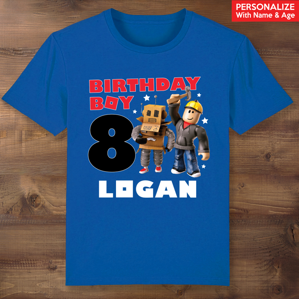 Roblox Birthday Personalized Blue T-shirt