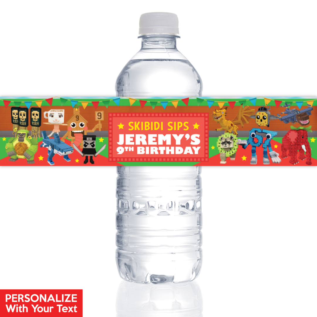 Roblox Steal A Brainrot PERSONALIZED Bottle Labels - 10 PK