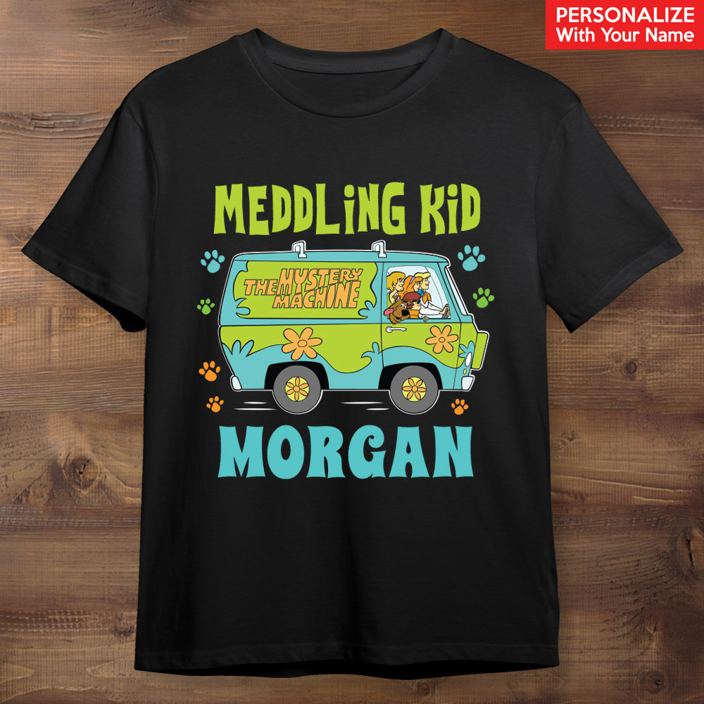 Scooby Doo Personalized Name and Age Black T-shirt
