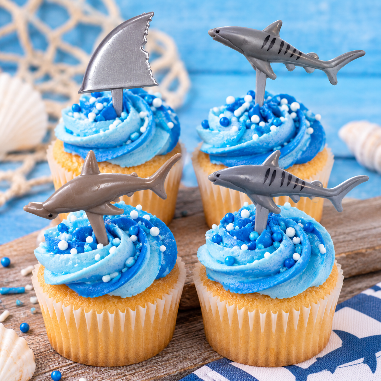 Shark Cupcake Picks 4pk
