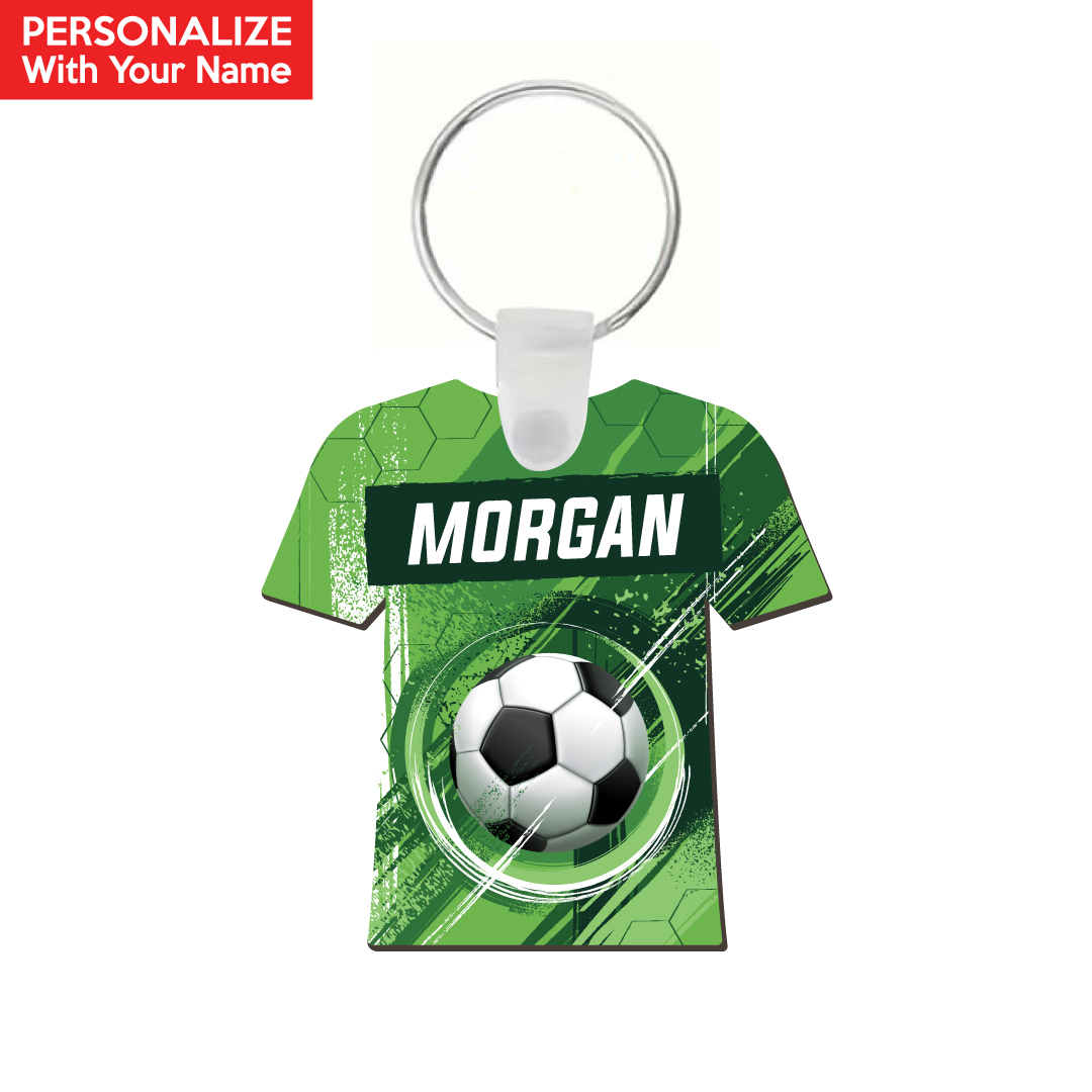 Soccer Personalized Name Shirt-Shaped Wood Keychain
