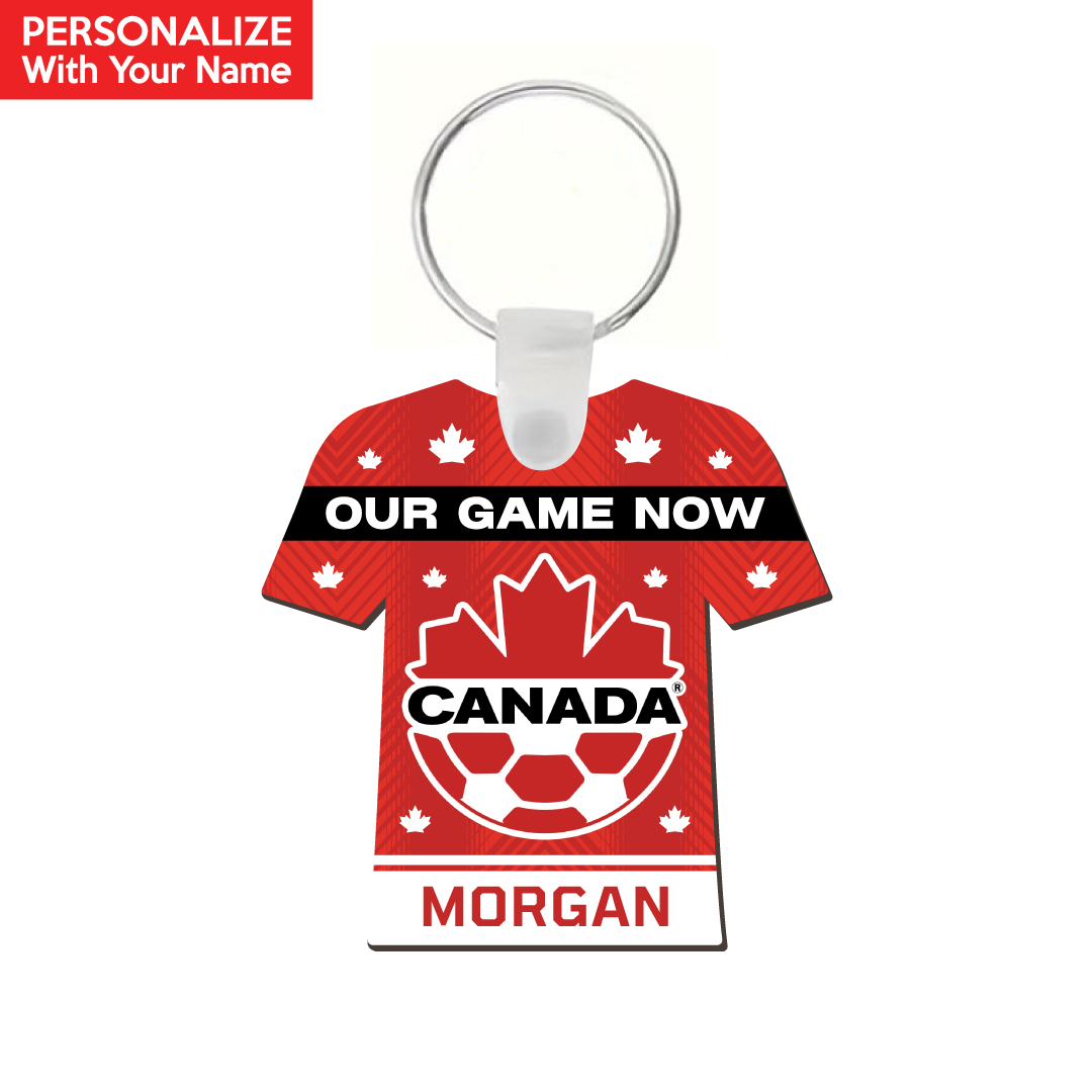 Team Canada Soccer Personalized Shirt-Shaped Wood Keychain