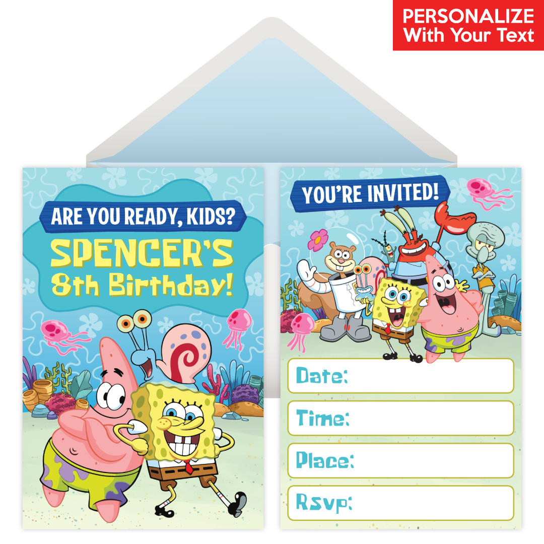 Spongebob Squarepants PERSONALIZED Invitations - 8 Pk