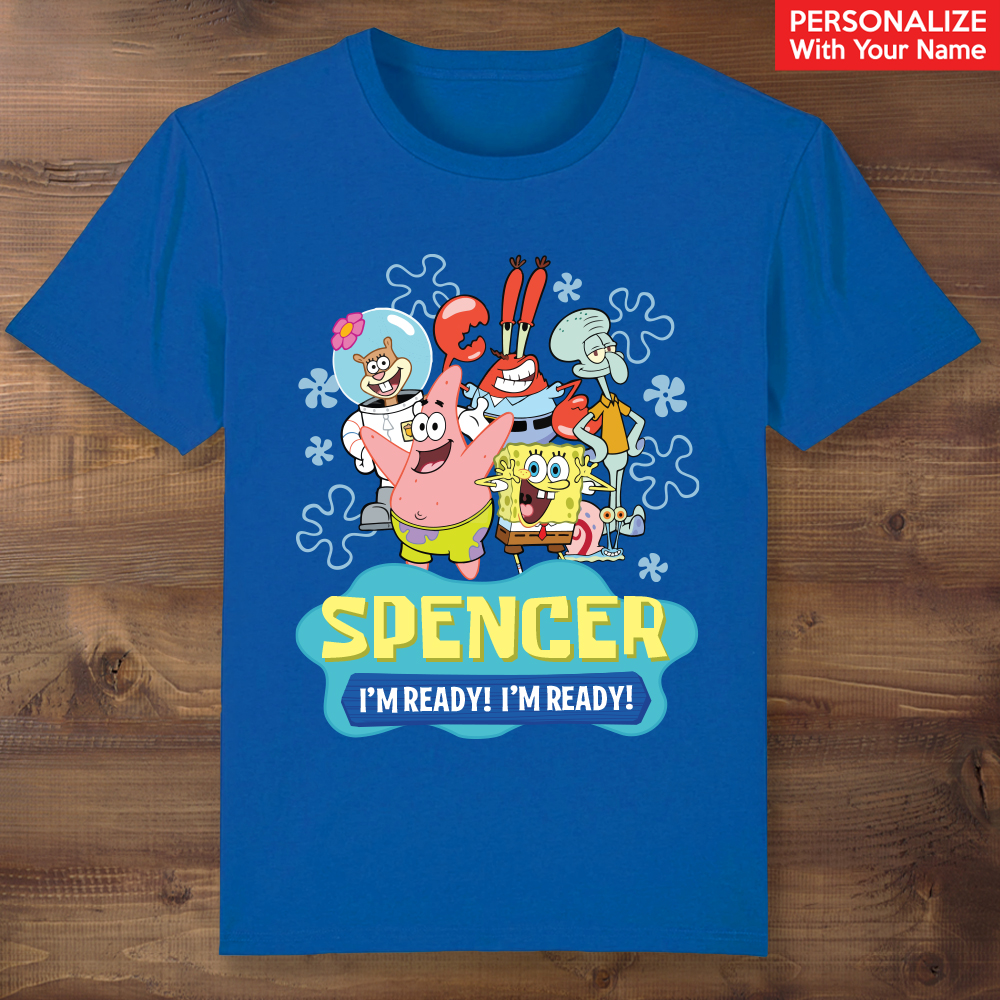 SpongeBob SquarePants Birthday Personalized Blue T-shirt