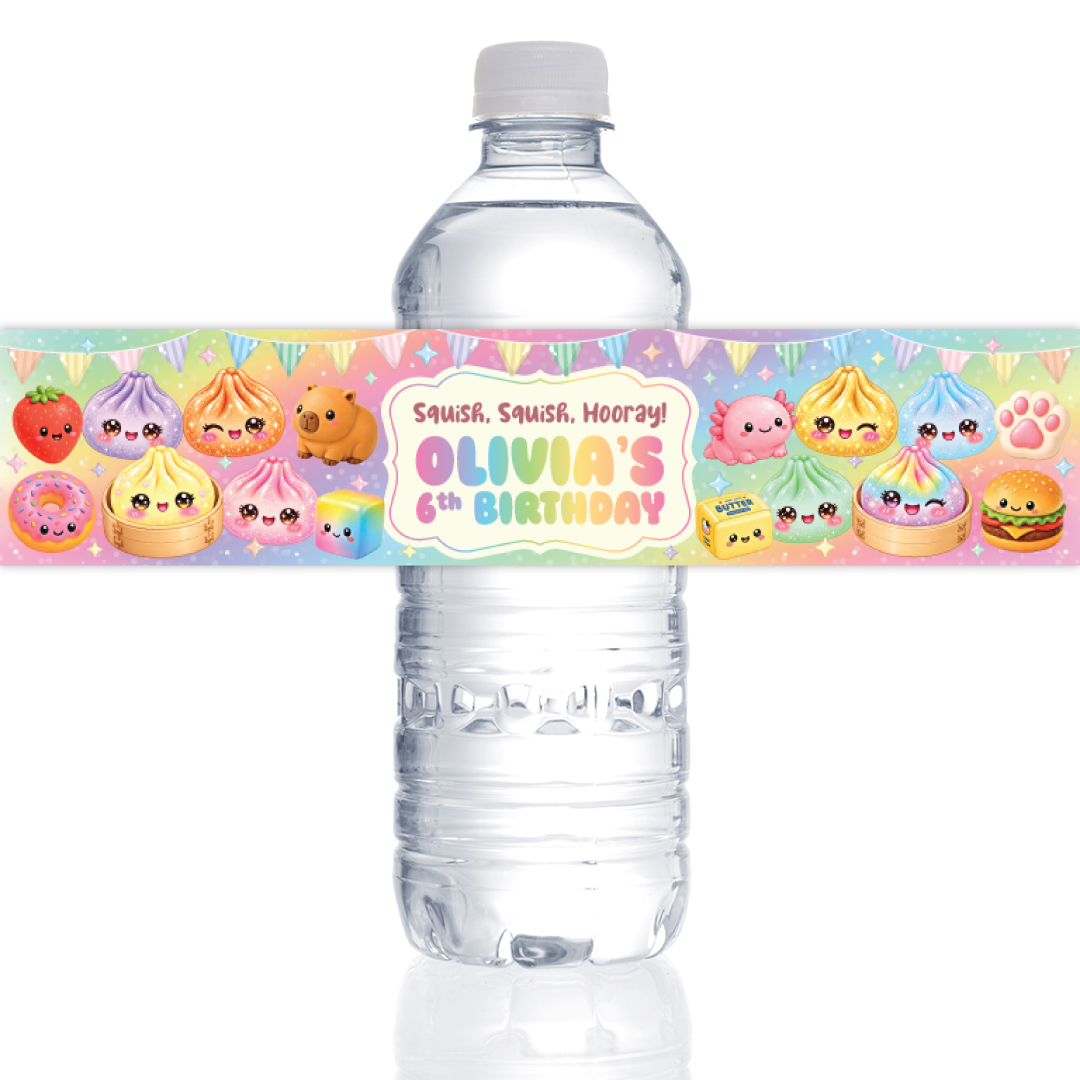 Dumpling Squishy PERSONALIZED VINYL Bottle Labels - 10 PK