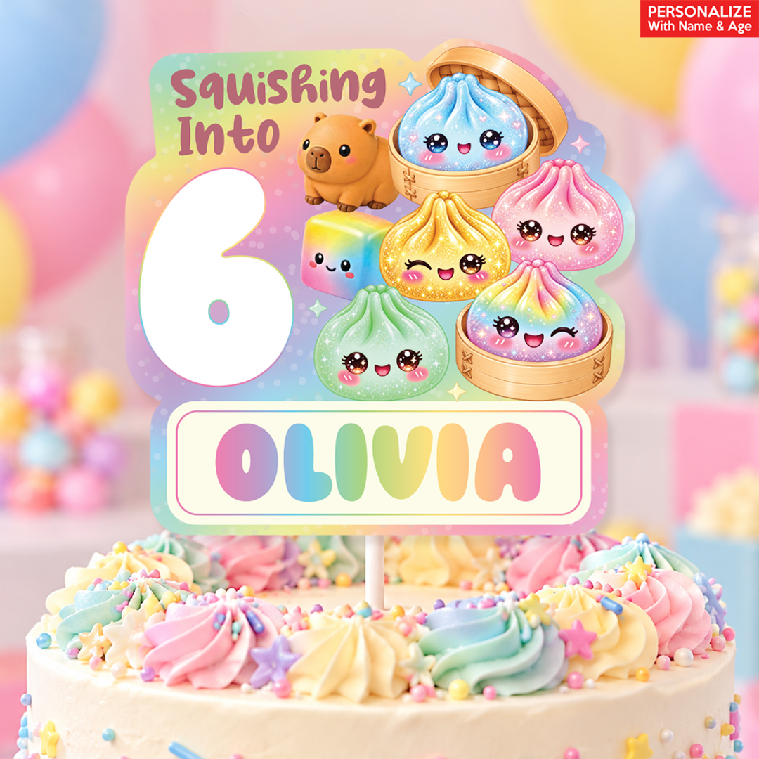Dumpling Squishy PERSONALIZED Name & Age Cake Topper