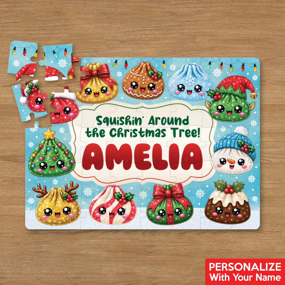 Personalized 30pc Christmas Squishy Dumpling Puzzle w/ Name