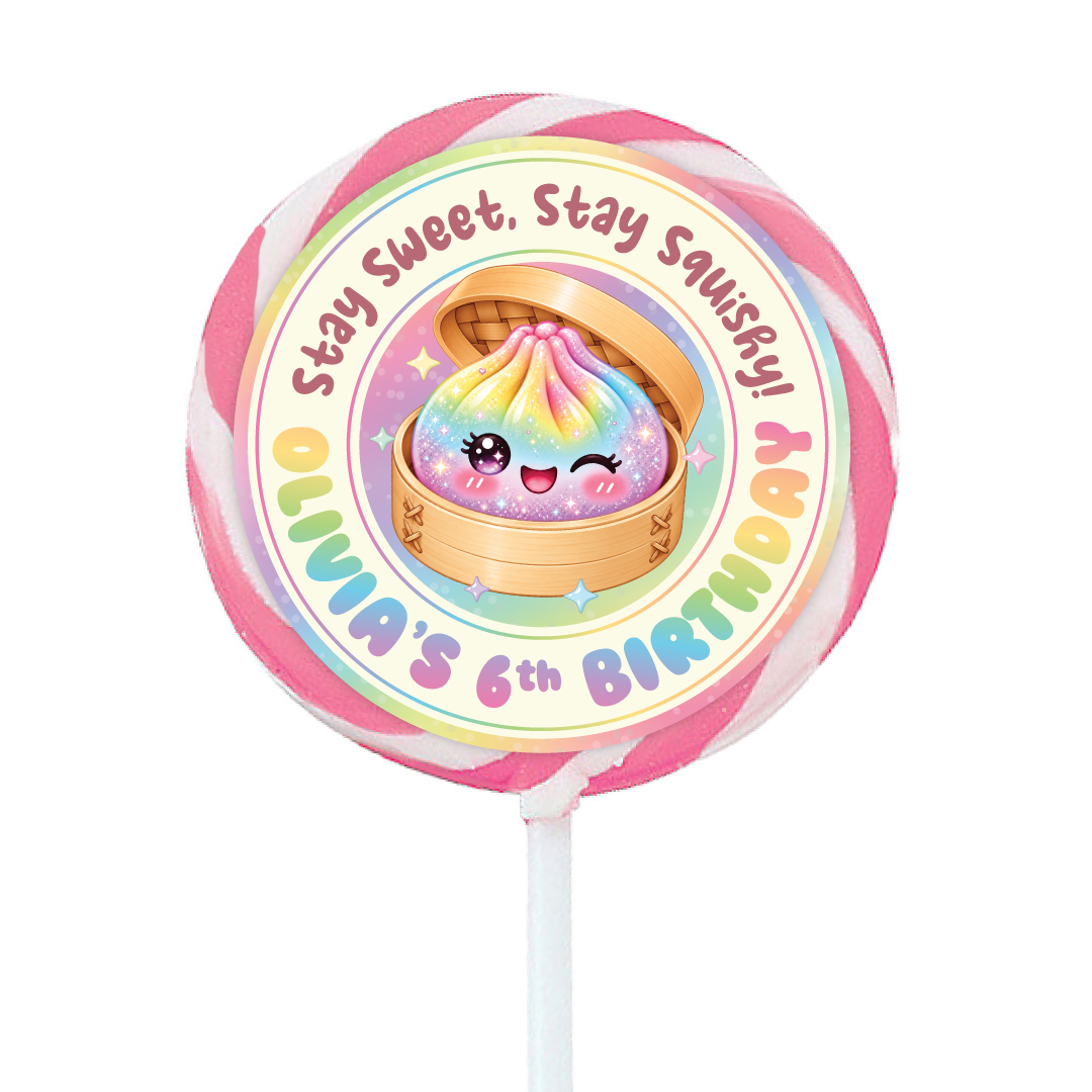Dumpling Squishy PERSONALIZED Lollipops - 12 Pk