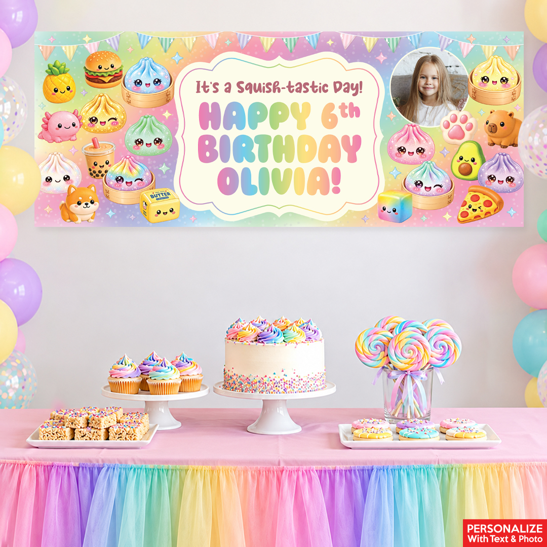 Dumpling Squishy PERSONALIZED PHOTO Giant Vinyl Keepsake Banner