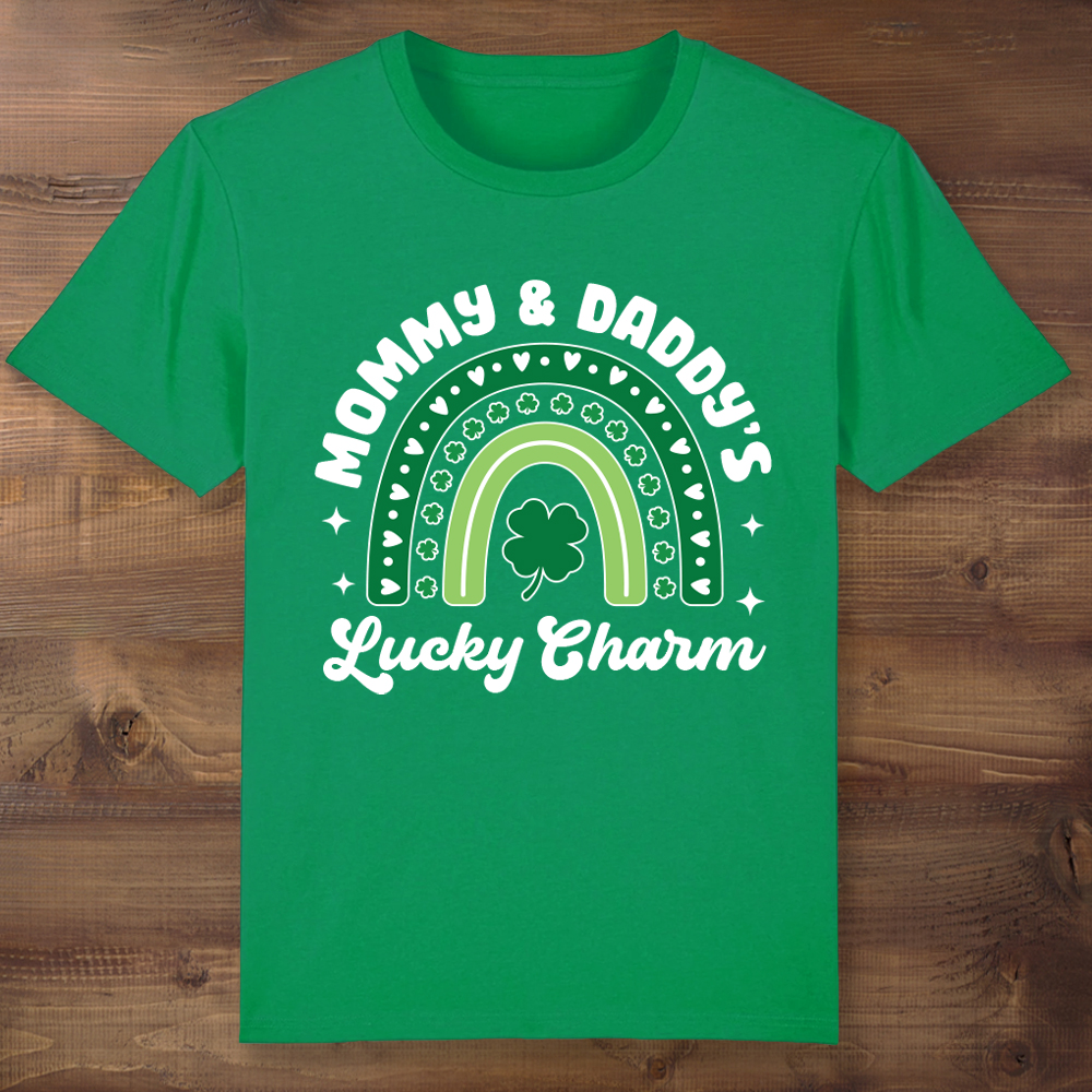 Mommy & Daddy's Lucky Charm Green T-shirt