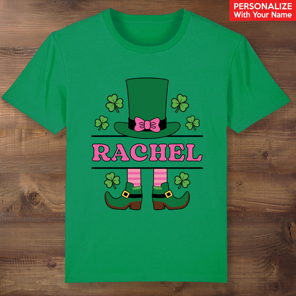 St Pat's Girl Personalized Name Green T-shirt