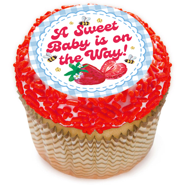 Strawberry Baby Shower Cupcake Icing Toppers 12pk