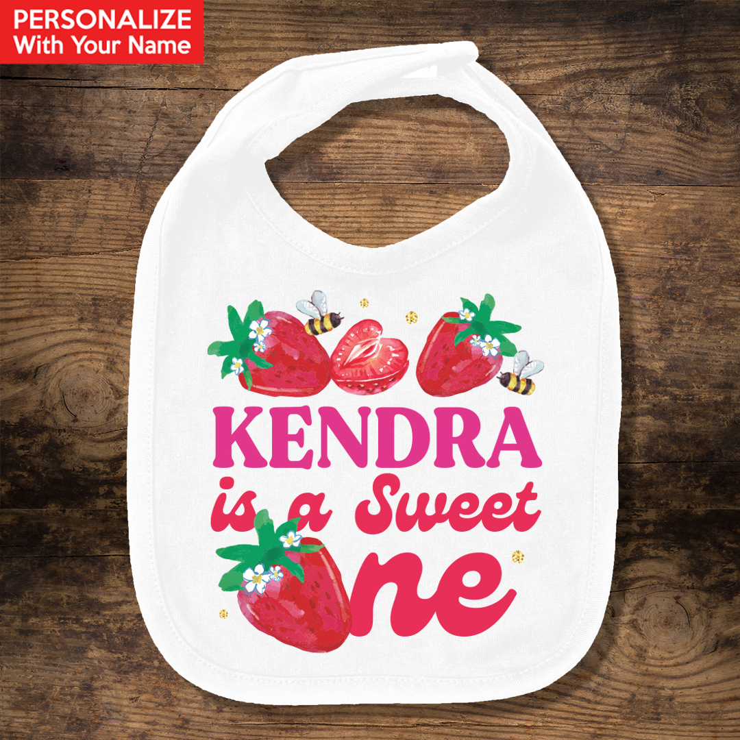 Strawberry 1st Birthday Sweet ONE Personalized Bib