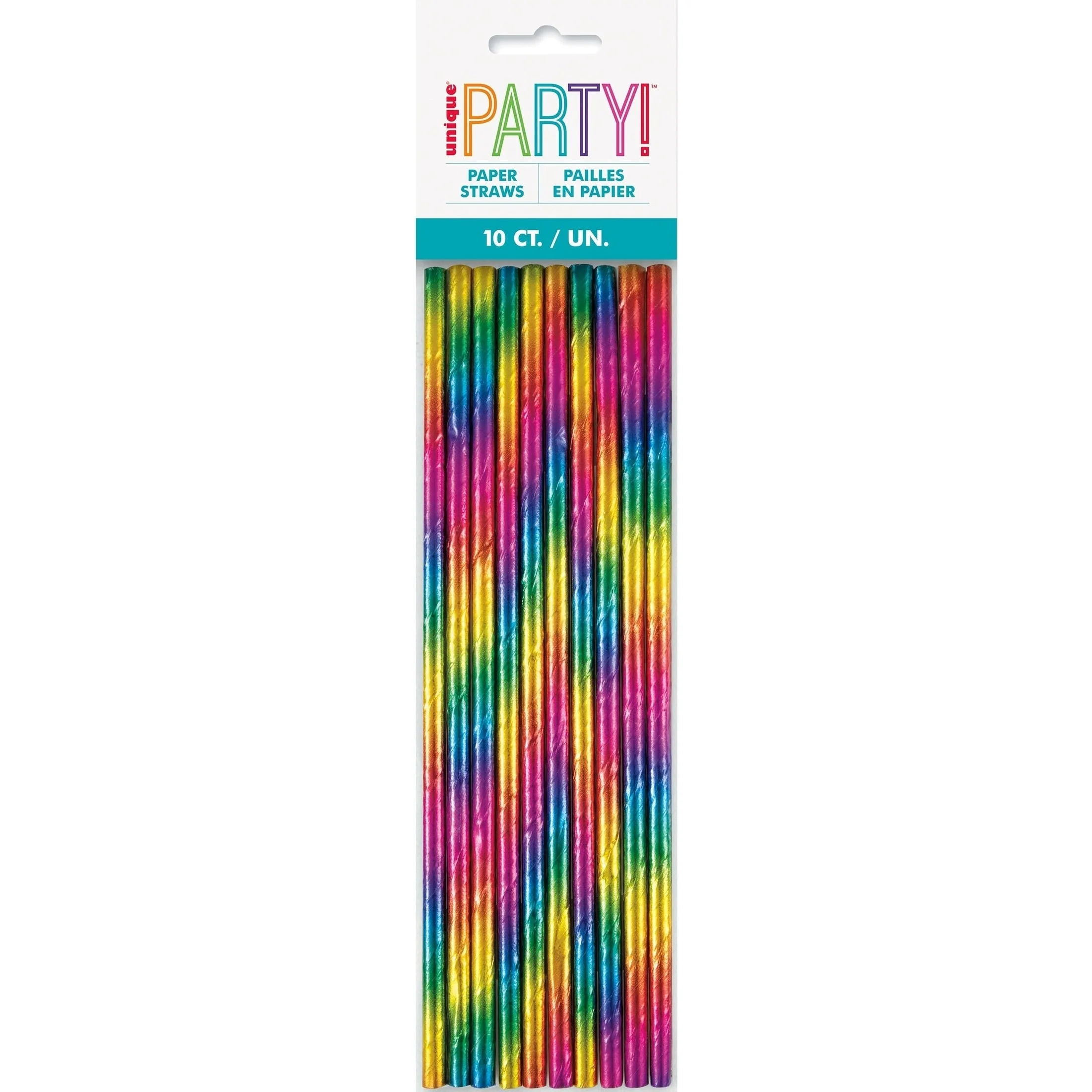 Rainbow Metallic Straws 10pk