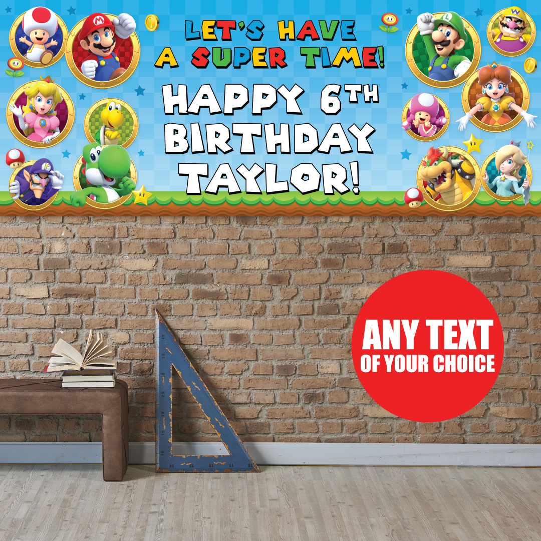 SUPER MARIO PARTY BACKDROP BANNER, BIRTHDAY PRINTABLE POSTER