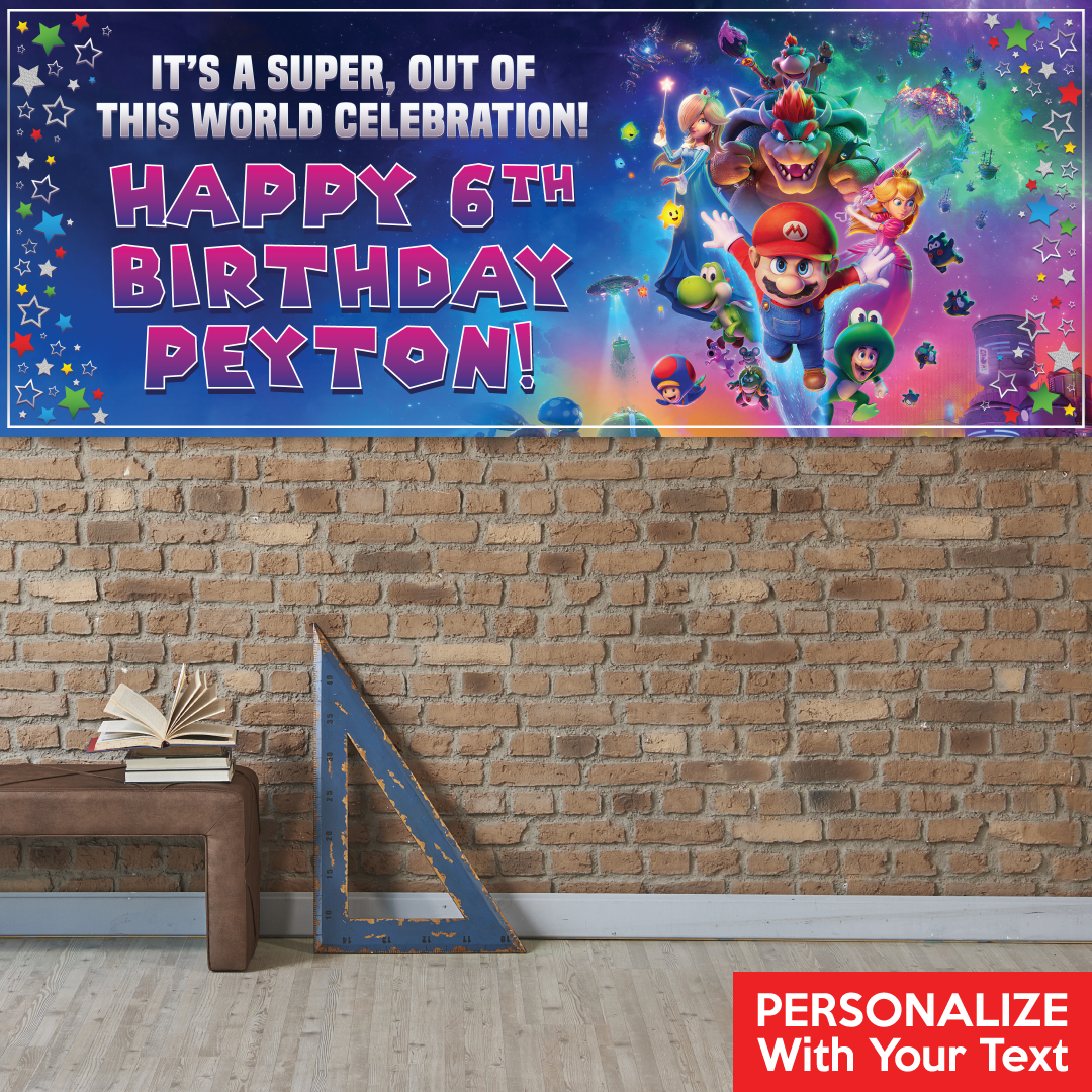 Super Mario Galaxy PERSONALIZED Giant Vinyl Keepsake Banner