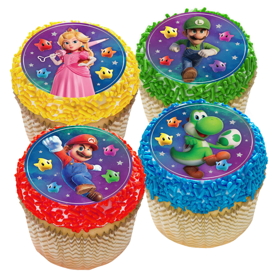 Super Mario Galaxy Cupcake Icing Toppers 12pk