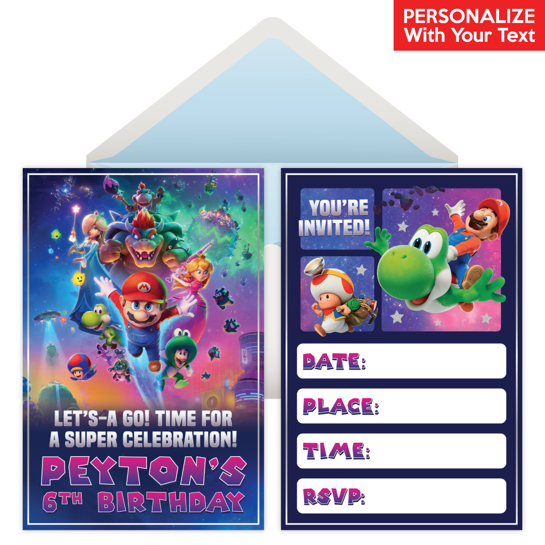 Super Mario Galaxy PERSONALIZED Invitations - 8 Pk