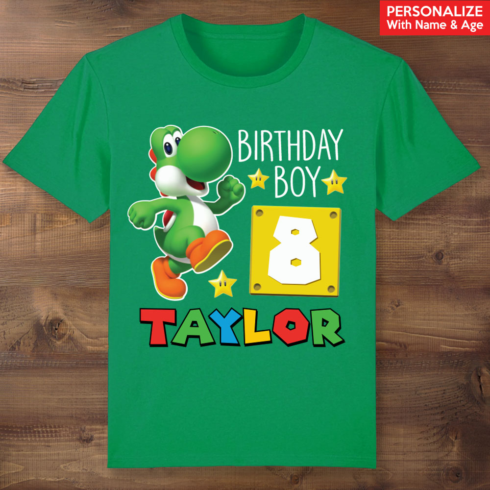 Luigi Birthday Boy Personalized Green T-shirt