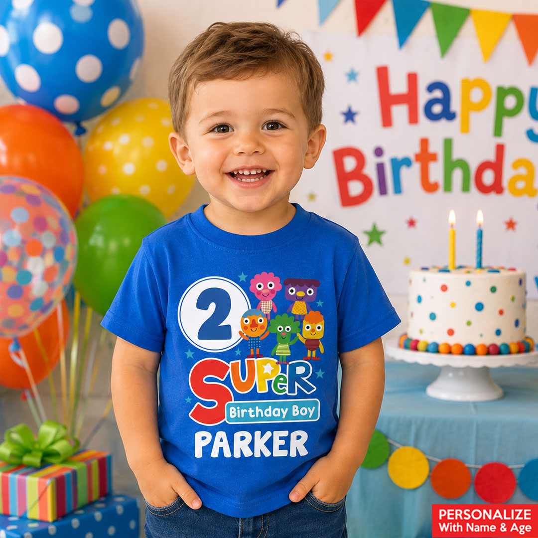 Super Simple Songs Birthday Personalized Blue T-shirt