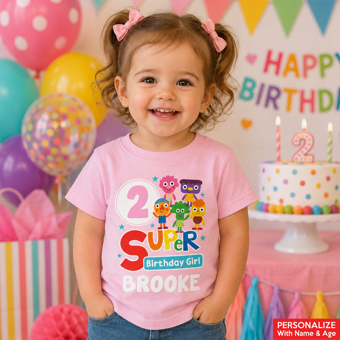 Super Simple Songs Birthday Personalized Light Pink T-shirt