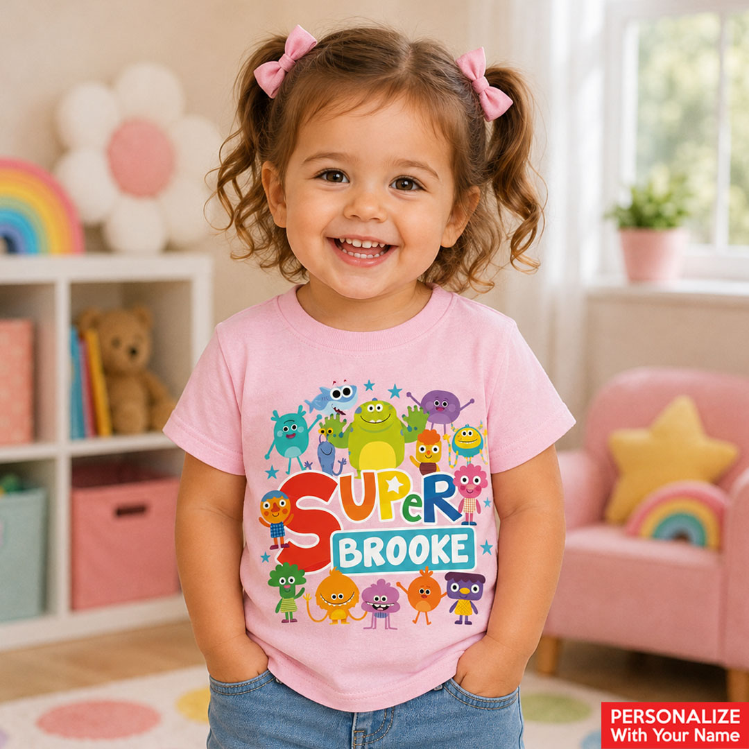 Super Simple Songs Personalized Name Light Pink T-shirt