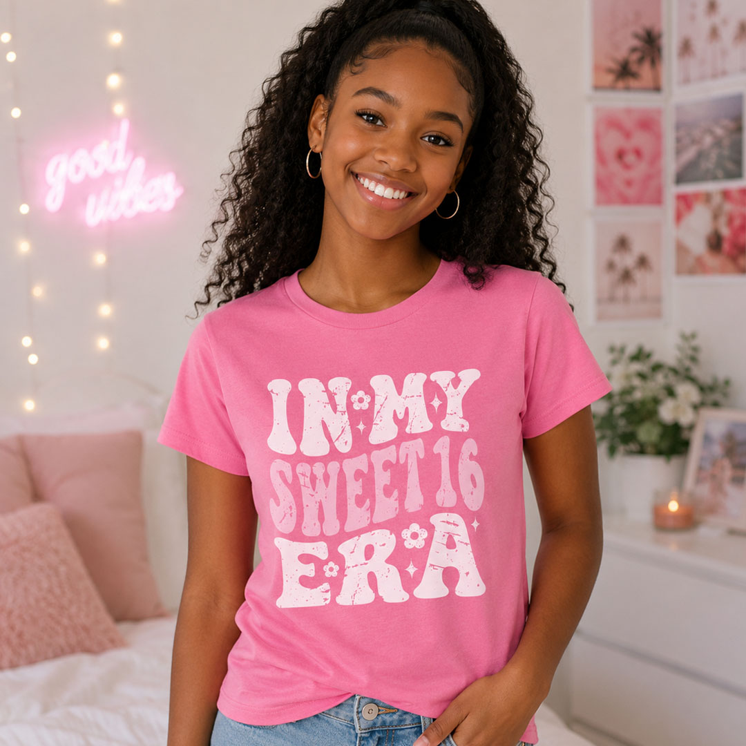 In My Sweet 16 Era Pink Tshirt -Choose Size