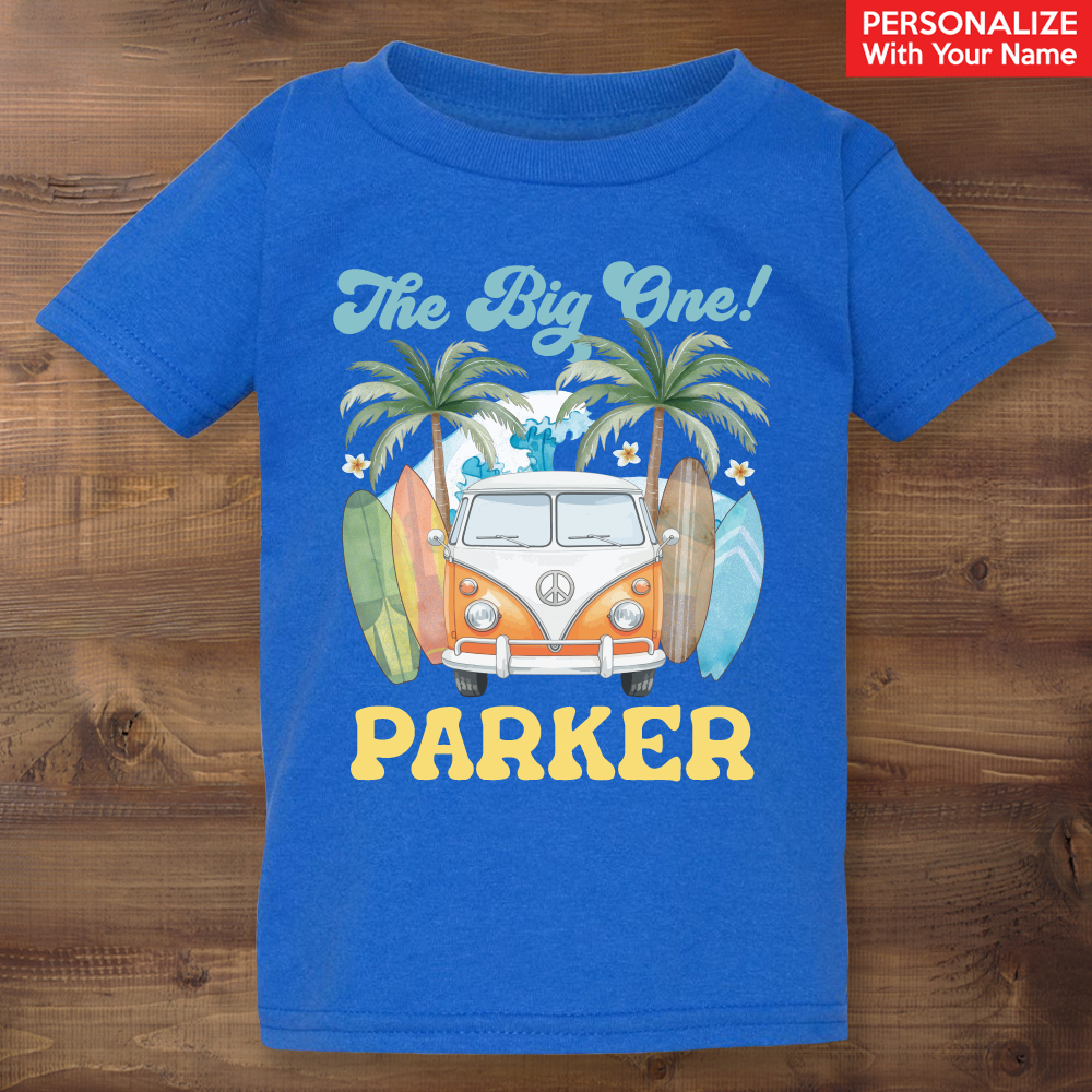 Big ONE Surfing Personalized Blue T-shirt