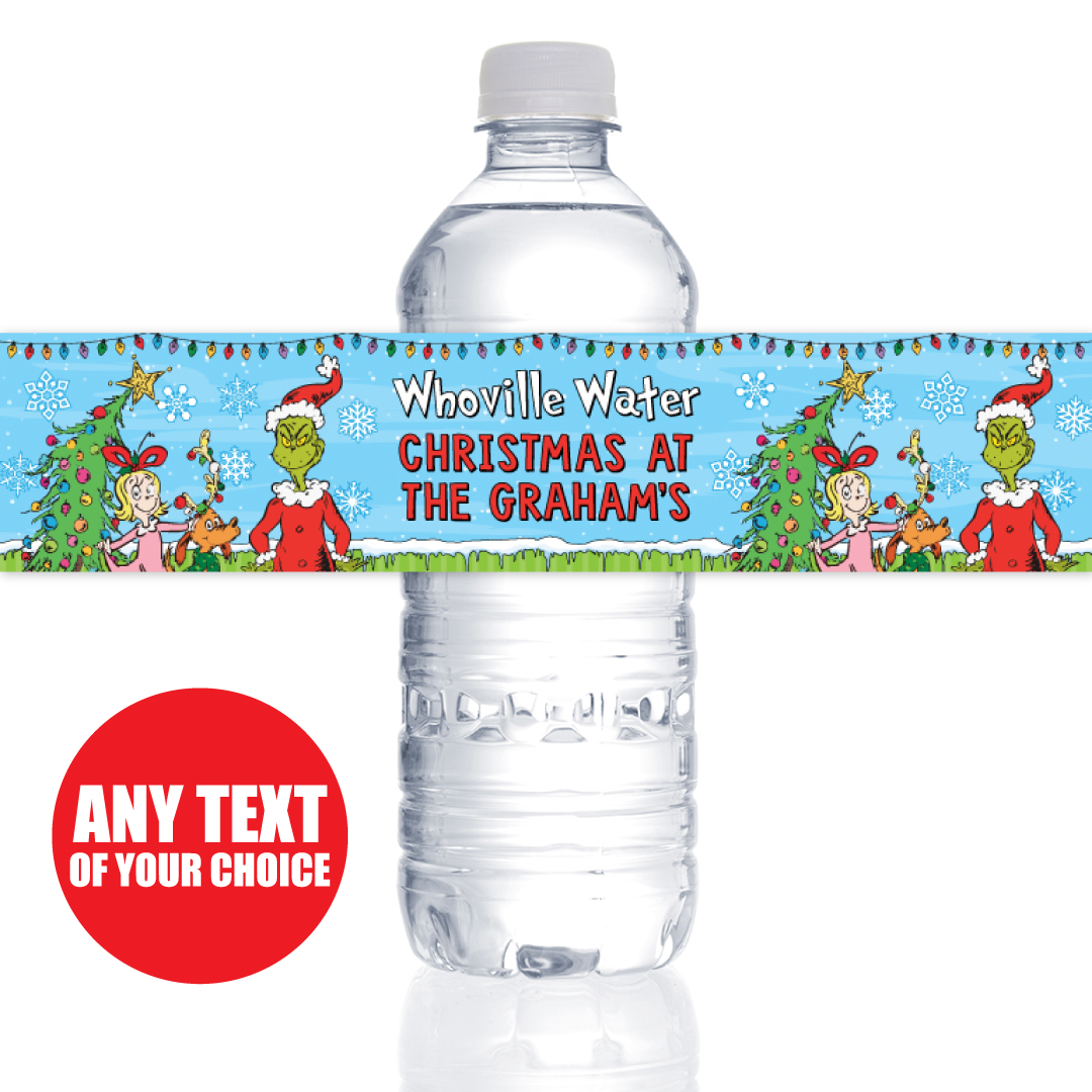 Grinch Classic PERSONALIZED VINYL Bottle Labels - 10 PK Party Supplies  Canada - Open A Party
