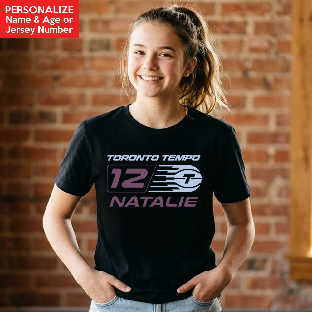 Toronto Tempo Personalized Name & Age Black T-shirt