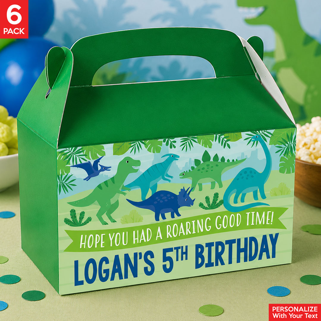 Personalized Trendy Dinosaur Favour Boxes 6PK