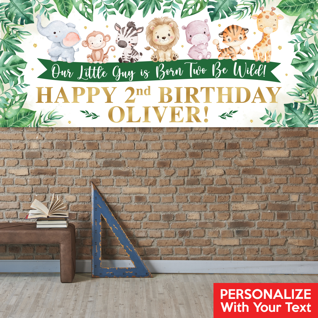 Two Wild Safari PERSONALIZED Giant Vinyl Keepsake Banner