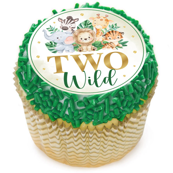 Two Wild Safari Cupcake Icing Toppers 12pk