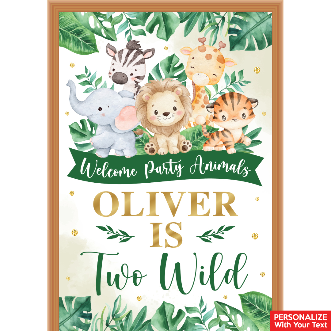 Two Wild Safari PERSONALIZED Giant Vinyl Keepsake Door Sign