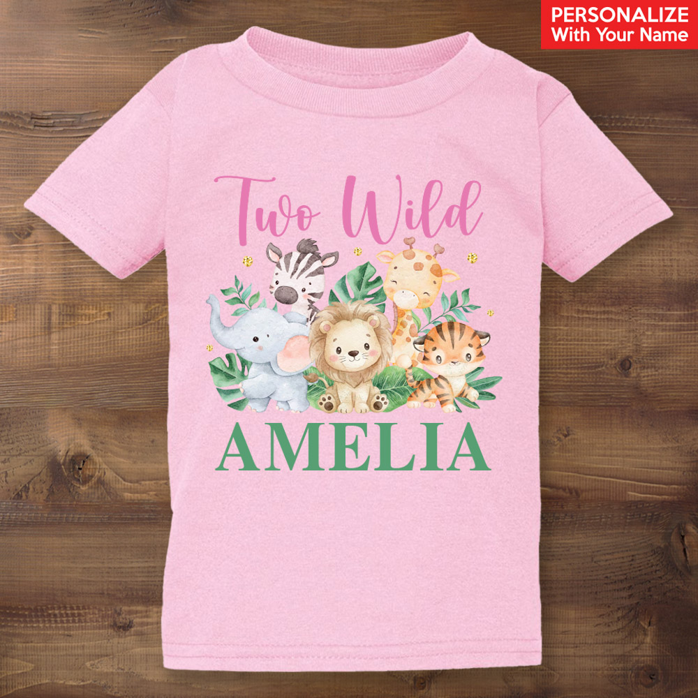 Safari Two Wild Personalized Pink T-shirt