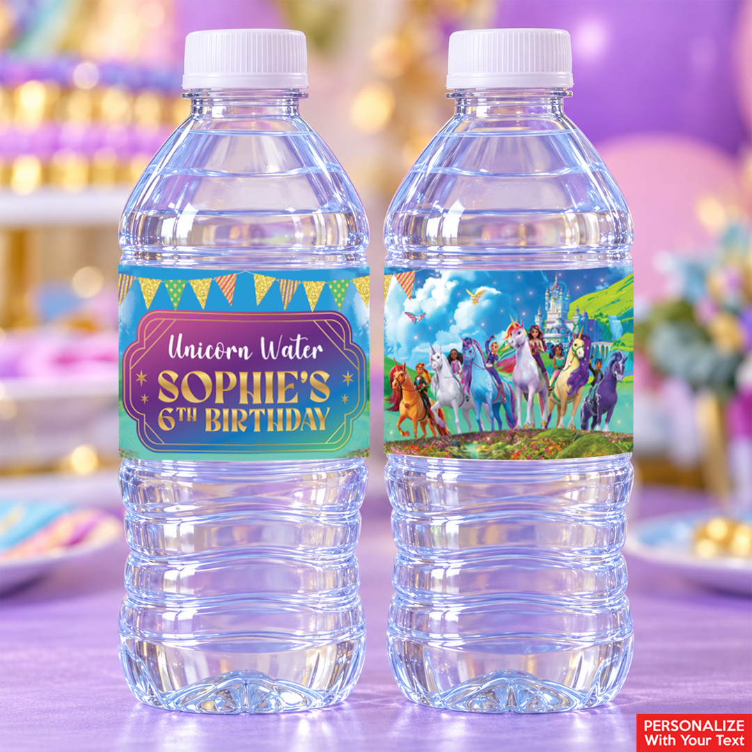 Unicorn Academy PERSONALIZED VINYL Bottle Labels - 10 PK