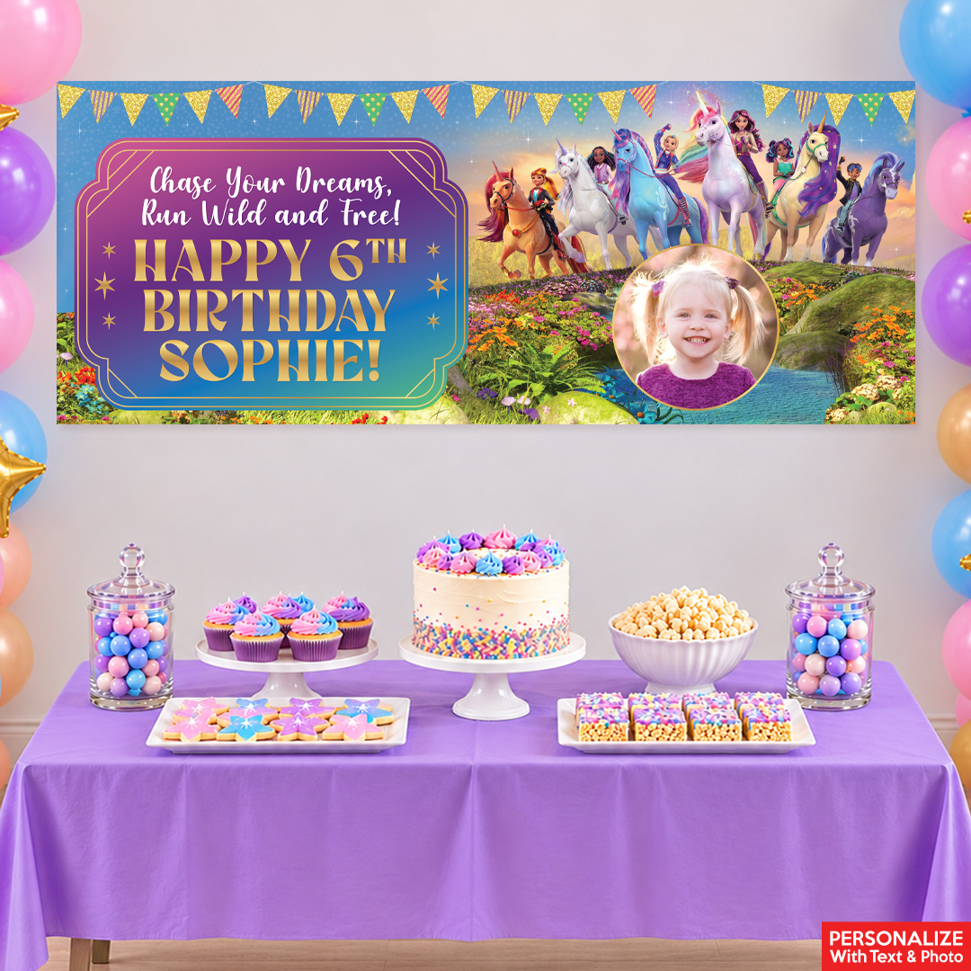 Unicorn Academy PHOTO PERSONALIZED Vinyl Keepsake Banner