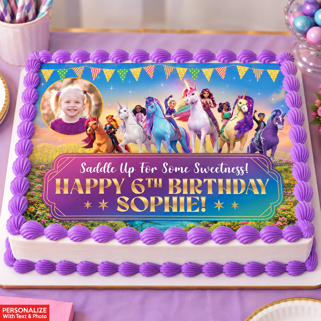 Unicorn Academy Photo Personalized Edible Icing