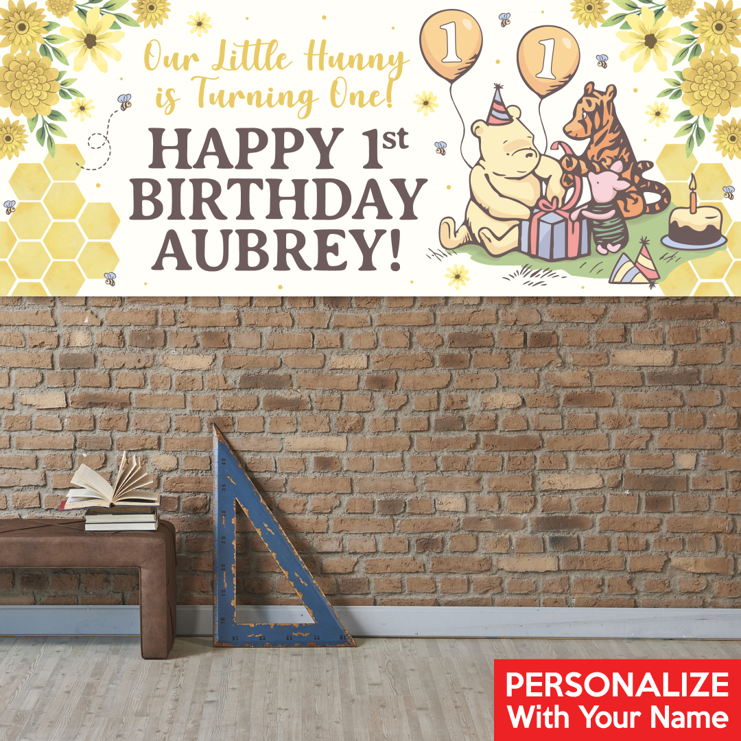 Vintage Pooh 1st Birthday PERSONALIZED Giant Vinyl Keepsake Banner