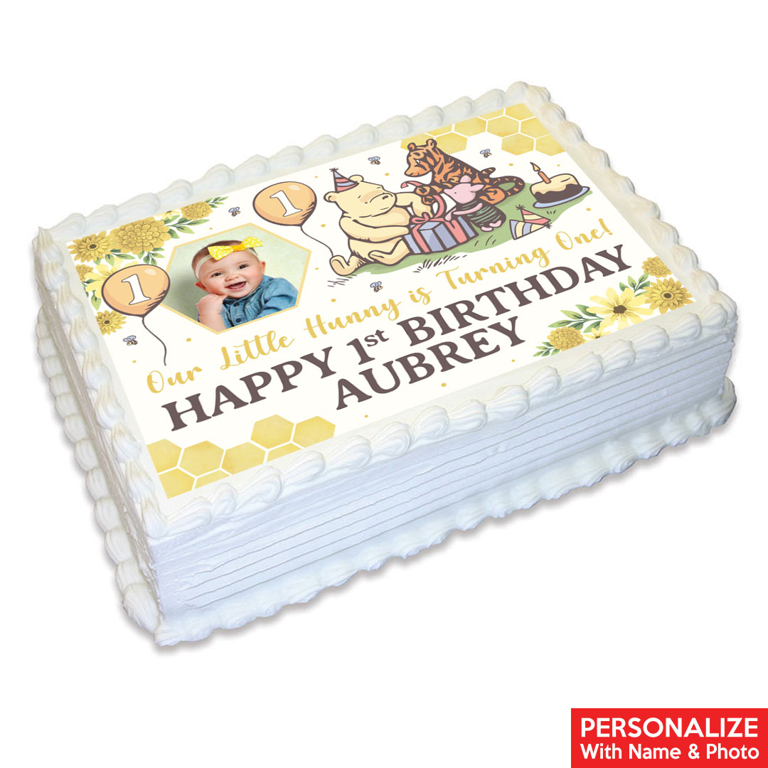 Vintage Pooh 1st Birthday Personalizable PHOTO Edible Icing
