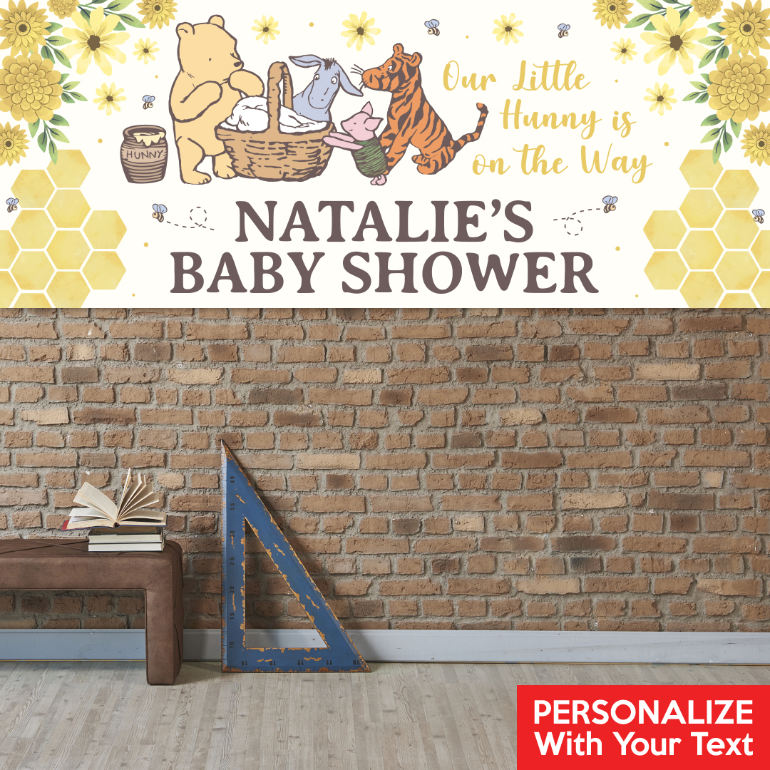 Vintage Pooh Baby Shower PERSONALIZED Vinyl Keepsake Banner