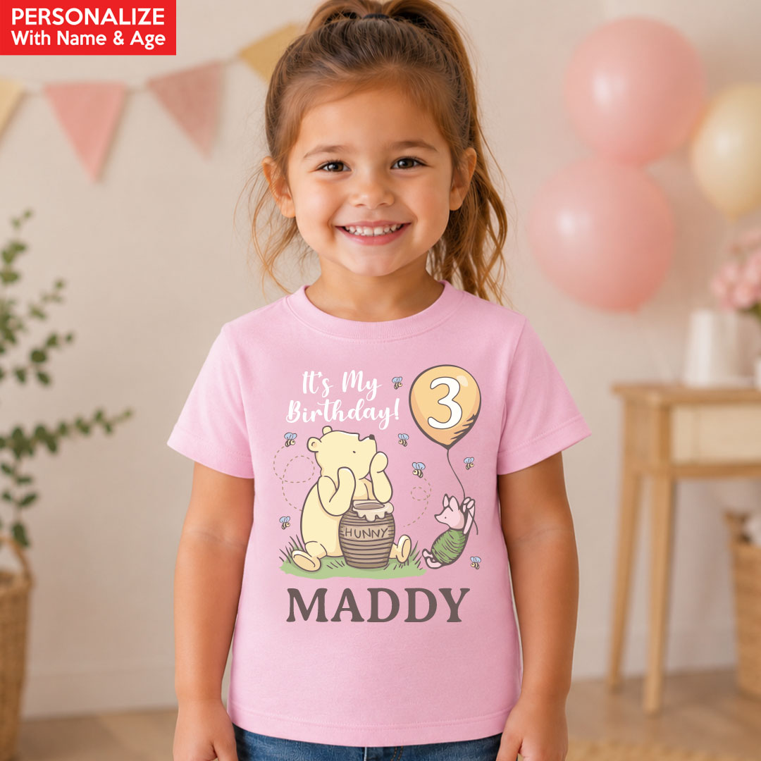 Vintage Winnie The Pooh Personalized Pink T-shirt