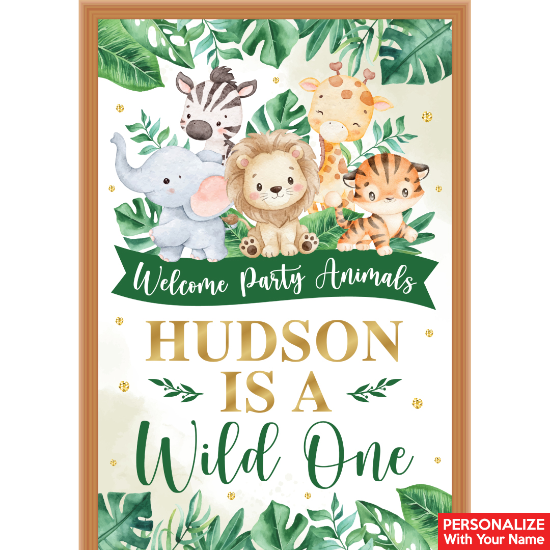 Wild One Safari PERSONALIZED Giant Vinyl Keepsake Door Sign