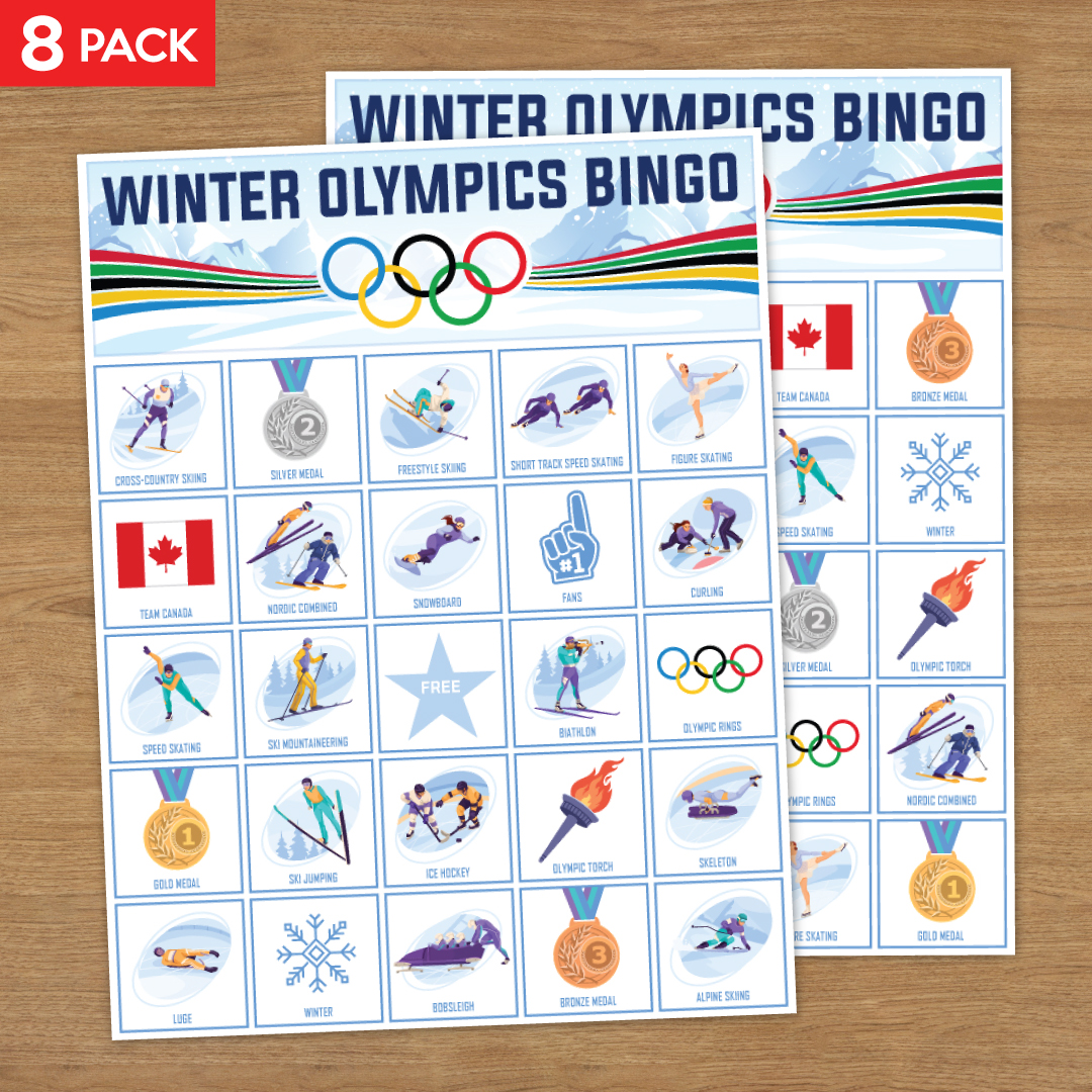 Winter Olympics Bingo Party Game for 8