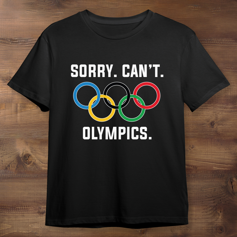 Olympics Sorry Can't Black T-shirt