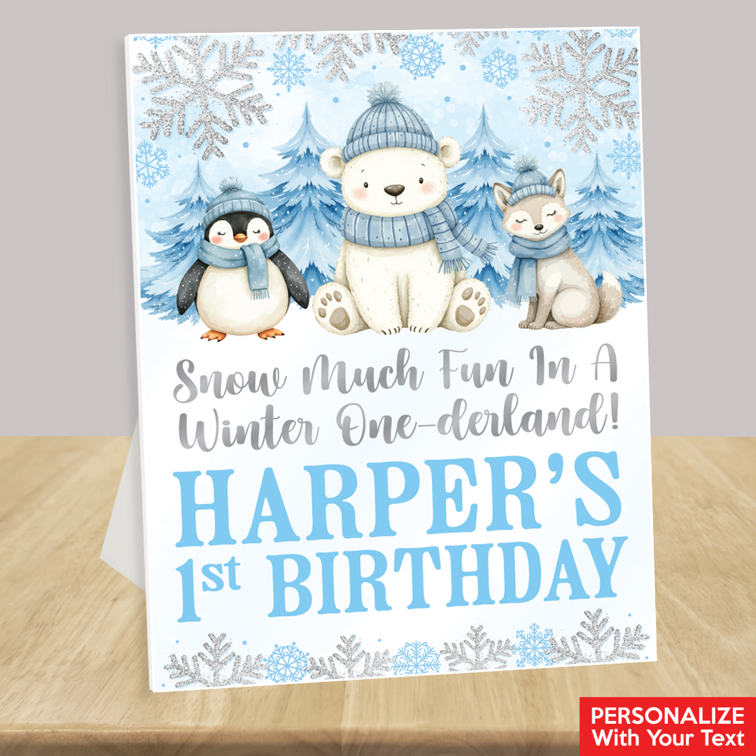 Winter Onederland Blue 1st Birthday Personalized 14