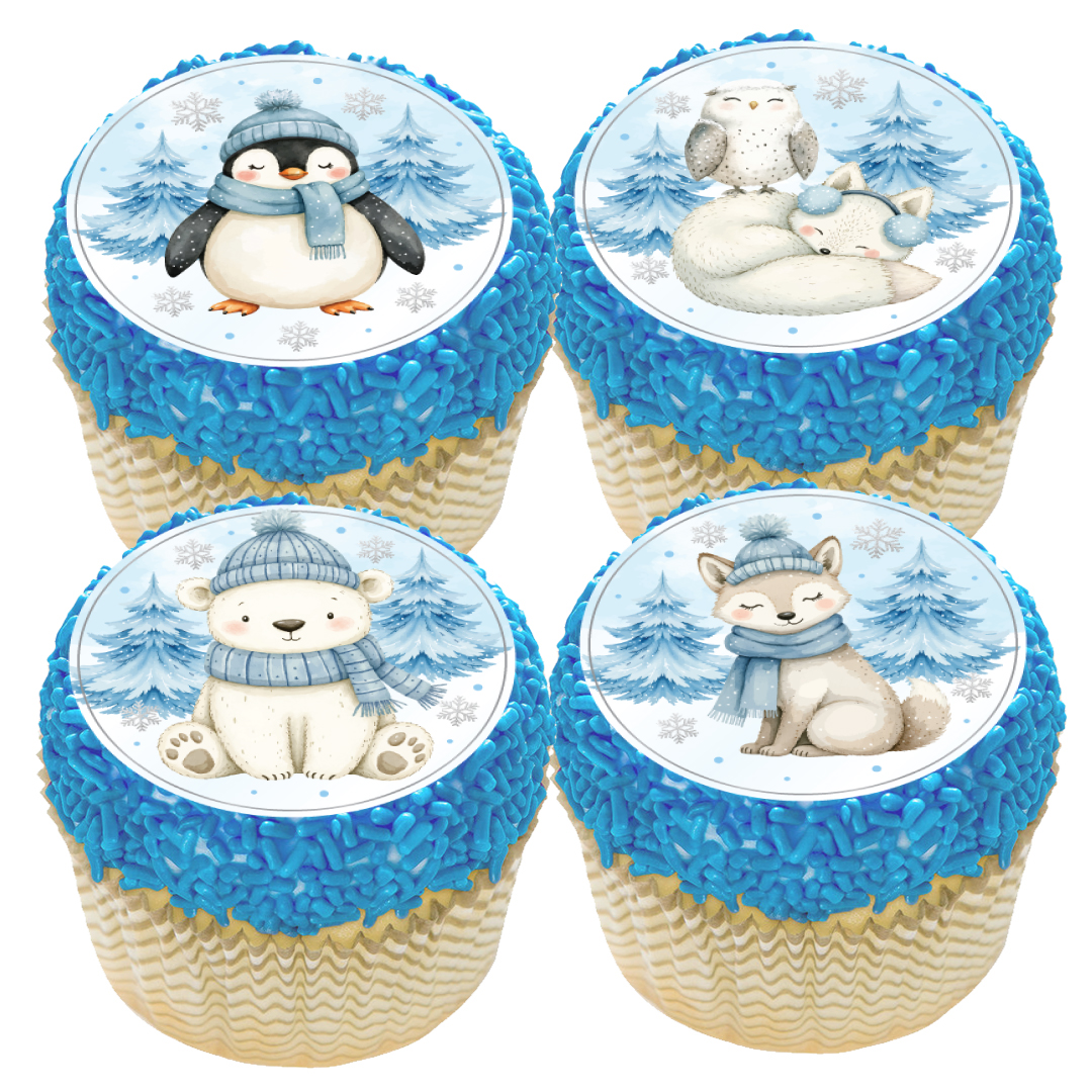 Winter Onederland Blue Cupcake Icing Toppers 12pk
