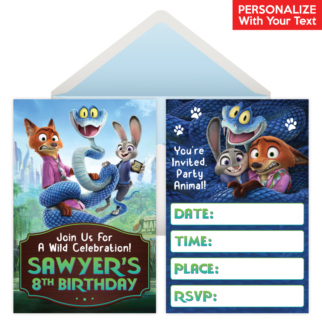 Zootopia 2 PERSONALIZED Invitations - 8 Pack