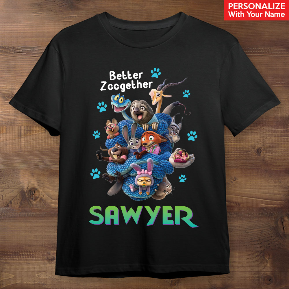 Zootopia 2 PERSONALIZED Name Black T-shirt