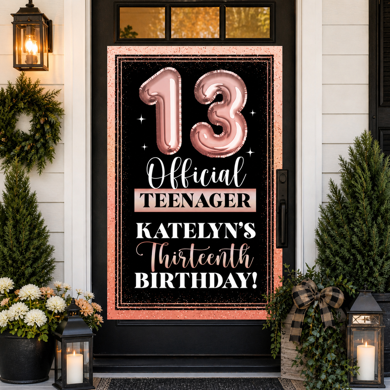 13th Birthday Girl PERSONALIZED Giant Vinyl Door Sign